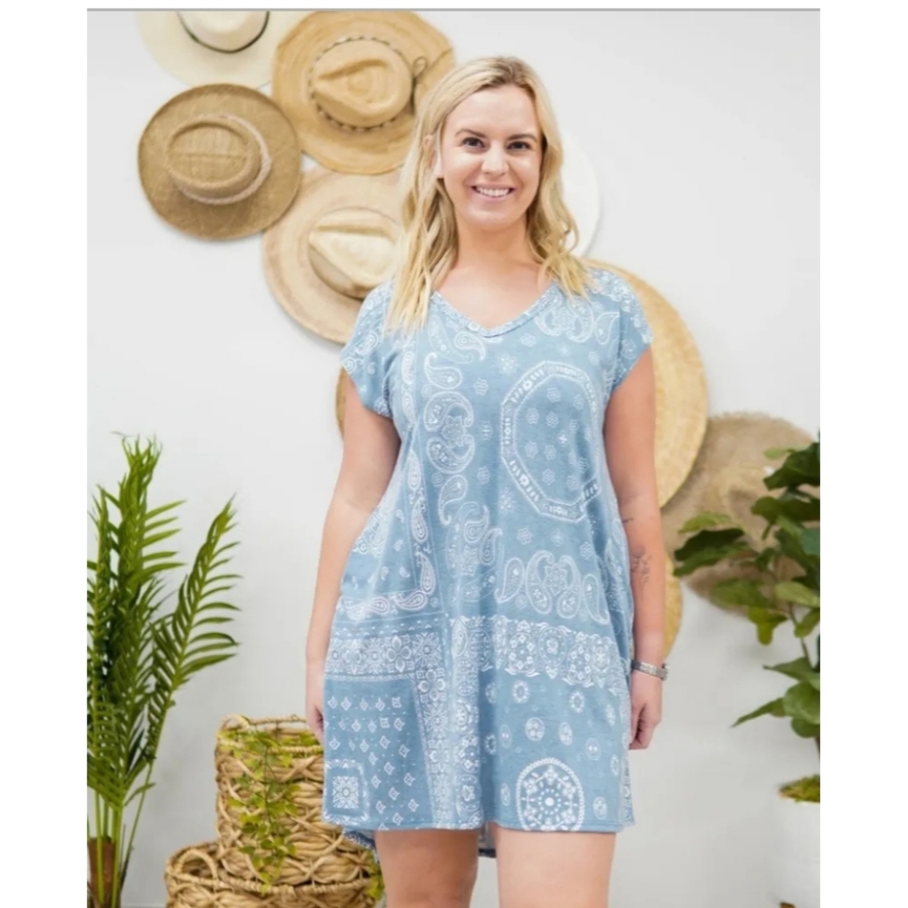 Loft Bandana Blue and white dress size small